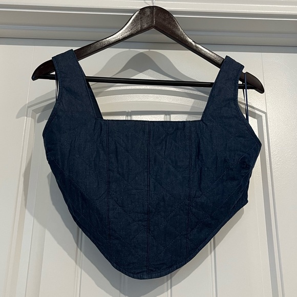 NWOT Lioness Urban Outfitters Quilted Denim Corset - Picture 3 of 3